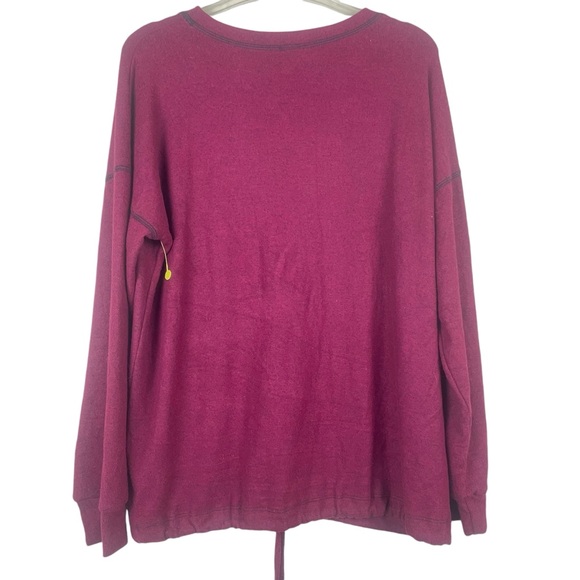 NWOT Freeloader Maroon Pullover Drawstring Waist Crew Neck Lightweight Sweater - Picture 3 of 9